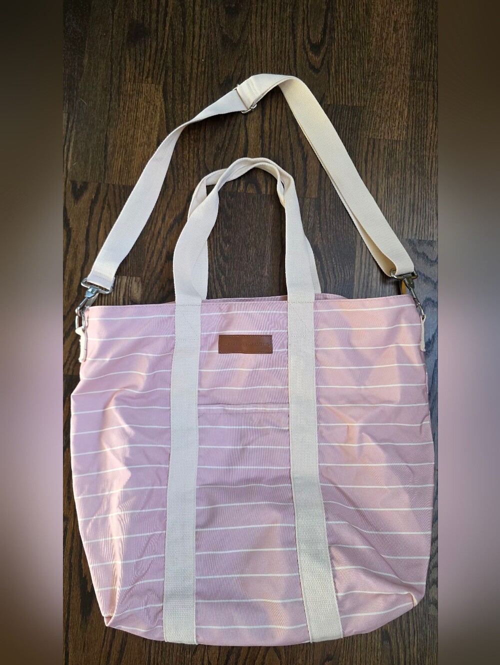 KINDRED BRAVELY Pink Striped Canvas Tote Bag